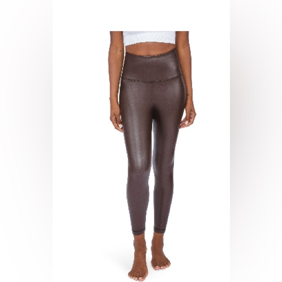 90 degree by Reflex Brown fleece lined faux leather leggings - brown - Picture 3 of 4
